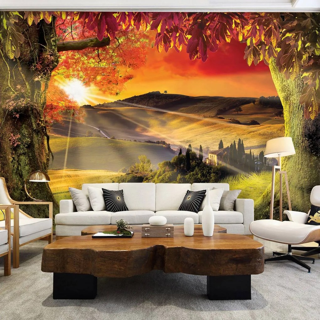 Fototapeta - Toskánsko pri západe slnka (152,5x104 cm)