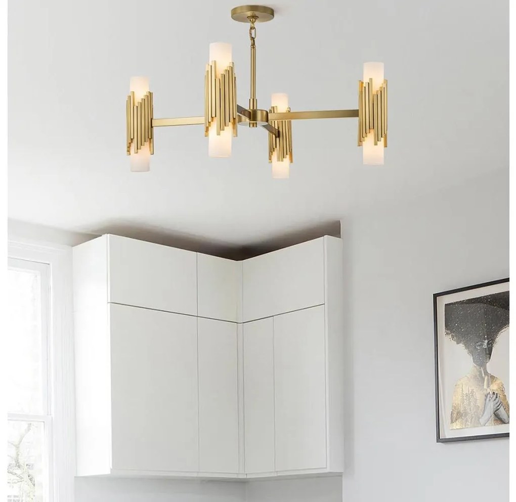 Elstead MARVELE8-AB-OPAL - Luster na tyči MARVELE 8xE14/40W/230V zlatý