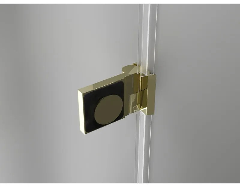 Mexen Lunar-B Duo, výklopný sprchový kút 90 x 90 cm, 8mm číre sklo, zlatý profil, 832-090L-090P-50-00