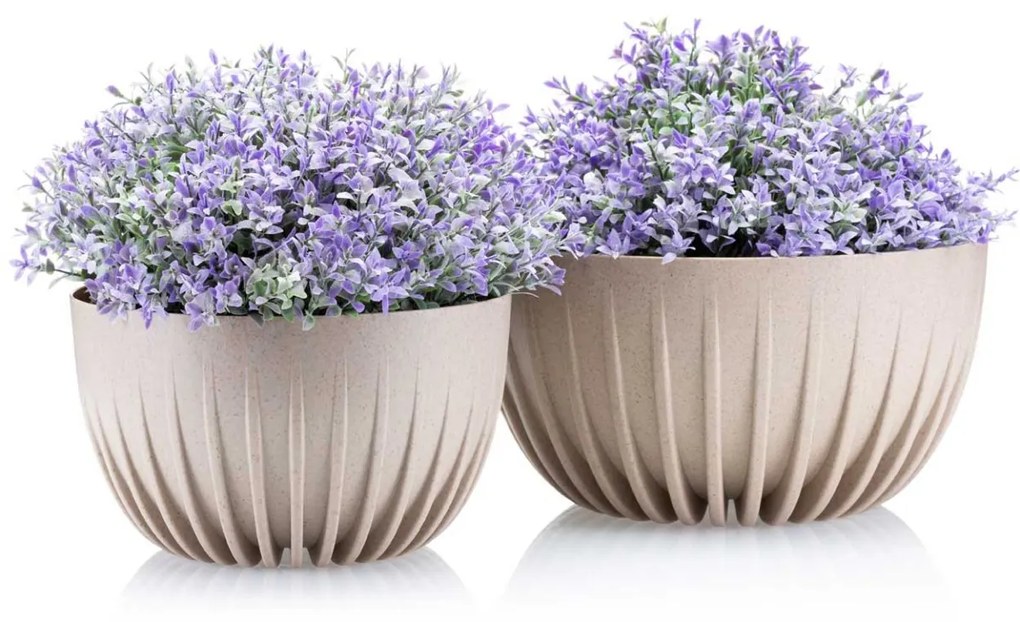 Kvetináč PRUHOVANÝ EKO 30 cm svetlohnedý