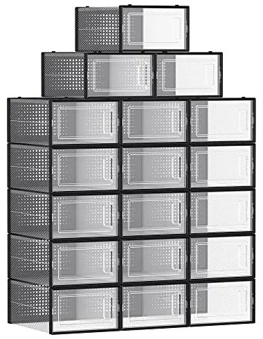 Organizér na topánky MARI, 18boxov, čierna/priesvitná SongmicsHome