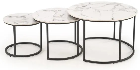 Sada 3 ks konferenčných stolíkov COMORO, biela/čierna