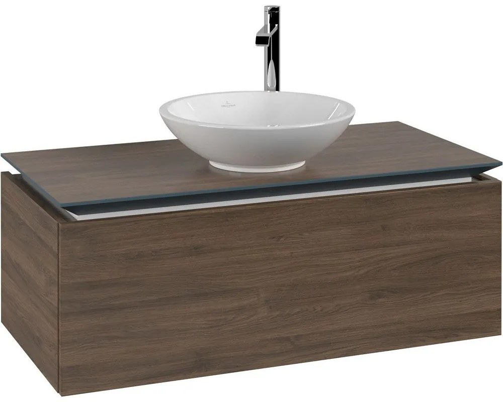 VILLEROY &amp; BOCH Legato závesná skrinka pod umývadlo na dosku (umývadlo v strede), 1 zásuvka, 1000 x 500 x 380 mm, Arizona Oak, B57100VH