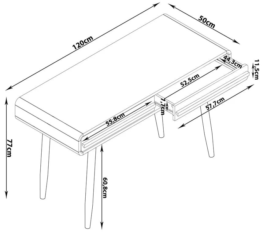 Pracovný stôl 50x120 cm Chantal – Støraa