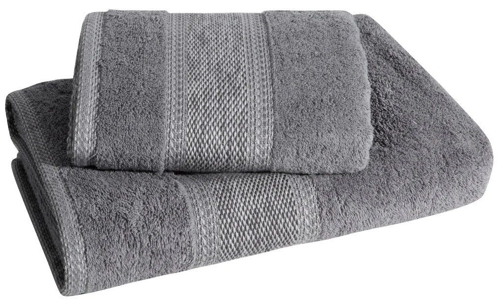 BAVLNENÝ UTERÁK KALI SADA 1KS 50X90 CM, 1KS 70X140 CM TMAVOSIVÁ