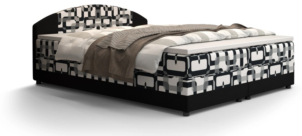 Manželská posteľ Boxspring 180 cm Orlando Comfort (vzor + tmavohnedá) (s matracom a úložným priestorom). Vlastná spoľahlivá doprava až k Vám domov. 1056263