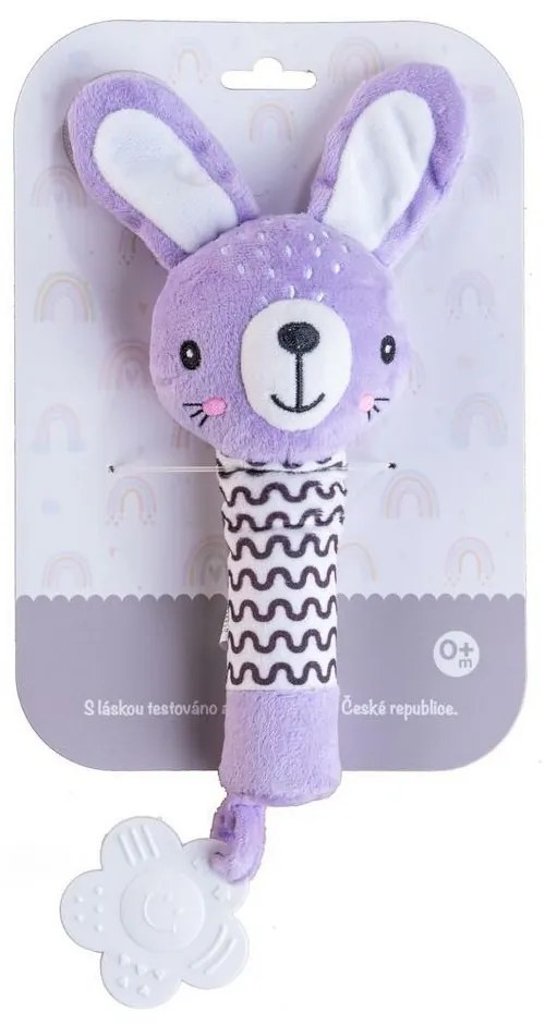 Pískátko / hryzátko babyted Zajačik plyš 25 cm, fialová