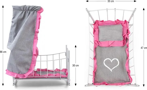 Postieľka pre bábiku Lily Prestige ružová