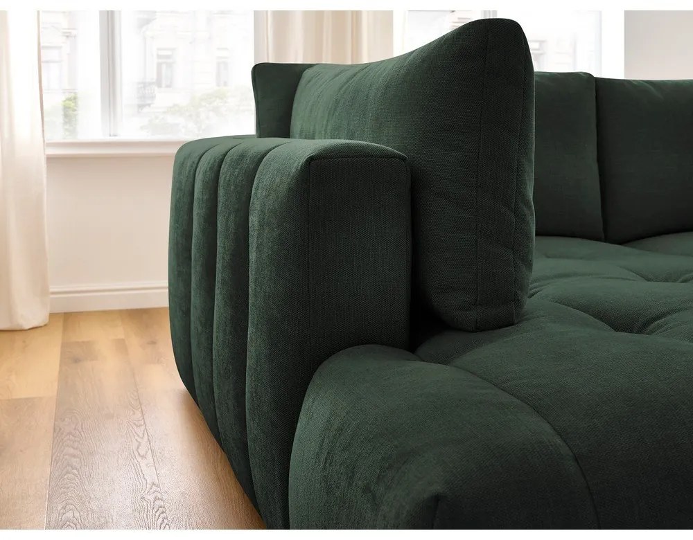 Zelená rozkladacia/s úložným priestorom rohová pohovka (ľavý roh/do L) Fuji – Bobochic Paris