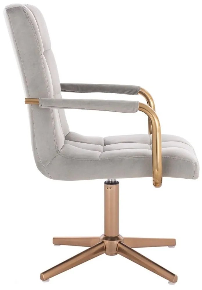 LuxuryForm DESIGN Otočná stolička VERONA GOLD VELUR na zlatom kríži - svetlo šedá
