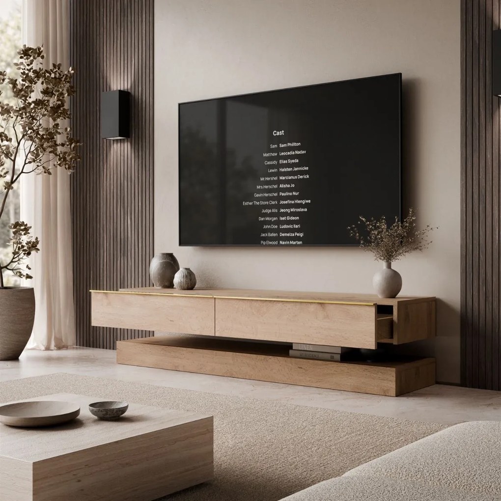 TV STOLIK SALLE DUB WOTAN + ZLATÉ ÚCHYTKY 140 cm