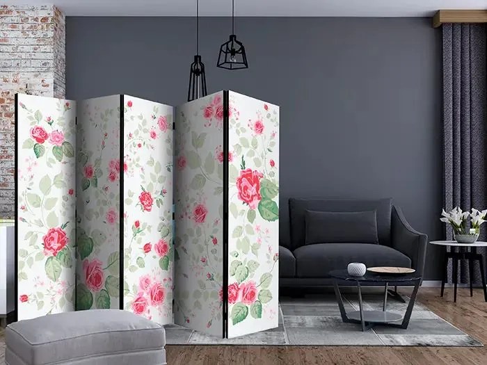 Paraván - Rosy pleasures II [Room Dividers] Veľkosť: 225x172, Verzia: Akustický