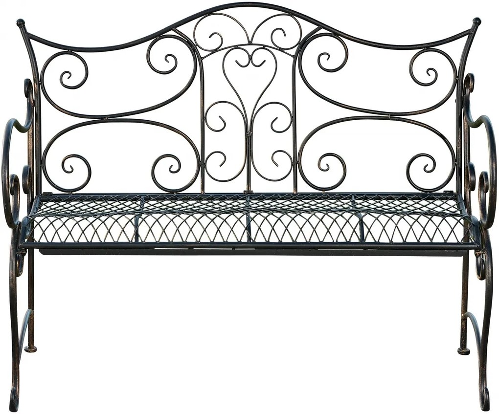 Rustikálna kovová lavička Tar - Bronzová