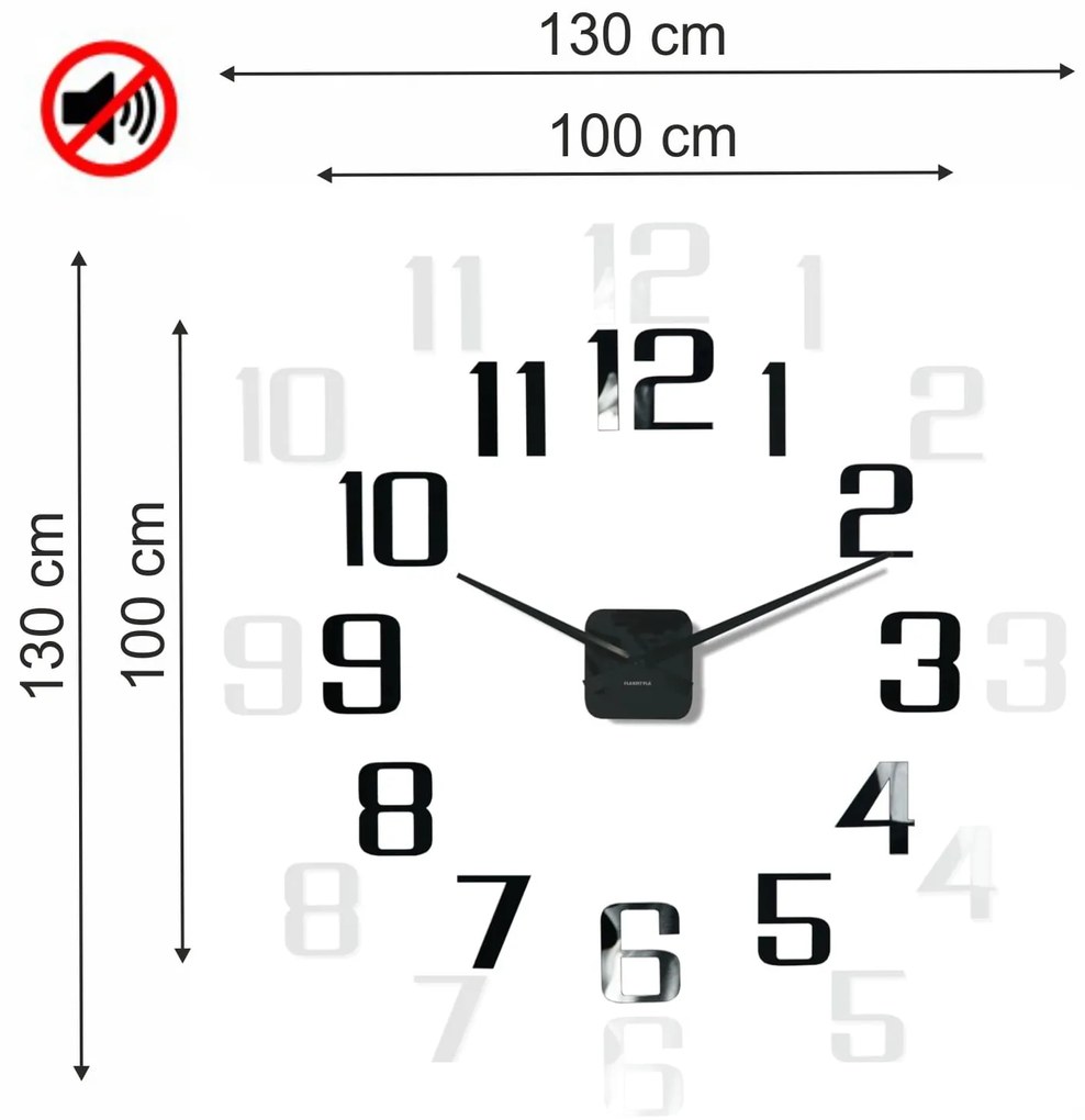 Klasické čierne nalepovacie hodiny 130cm