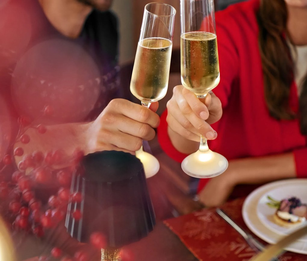 LED poháre na šampanské, 2 ks