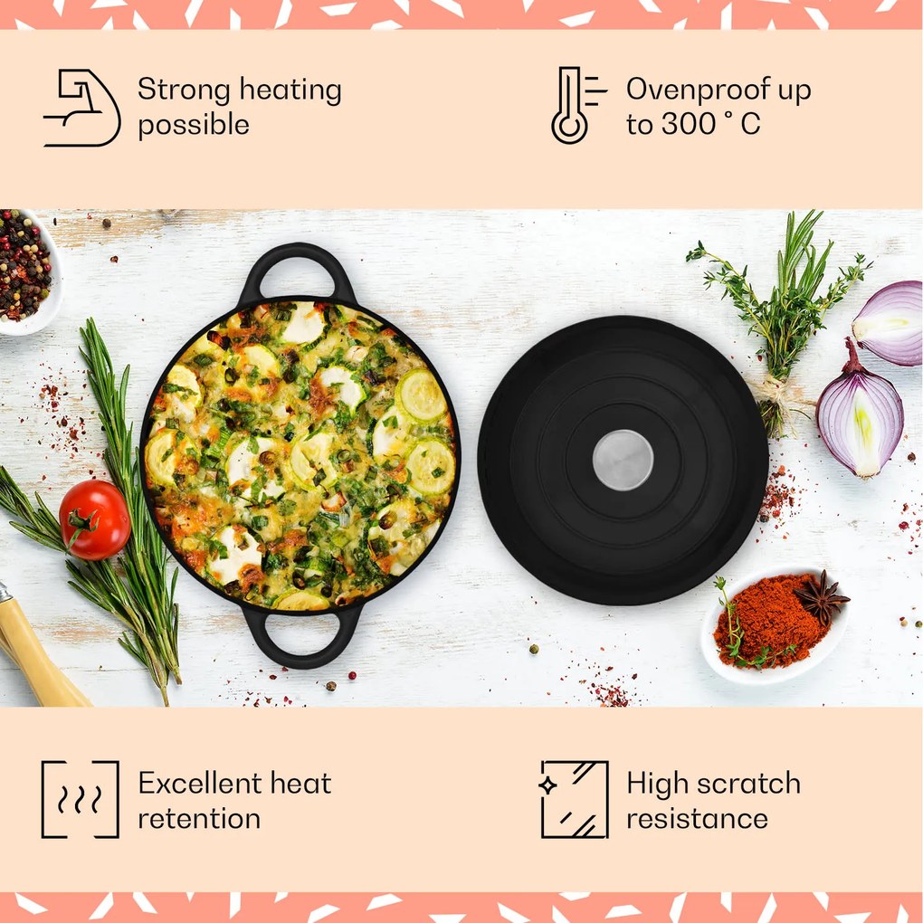 Klarstein Podolica, pekáč, 5,5 l, kastról, liatinový, smaltovaný, oválny, rukoväte