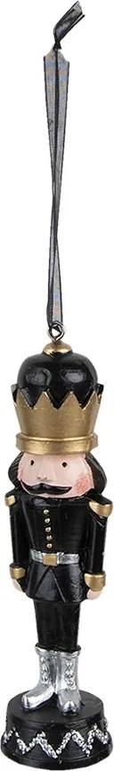 Závesná dekorácia Luskáčik v čiernom obleku - 3*3*12 cm