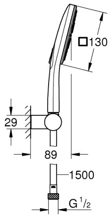 GROHE 26588000 - Sada ručnej sprchy RAINSHOWER SMARTACTIVE 130 CUBE lesklý chróm