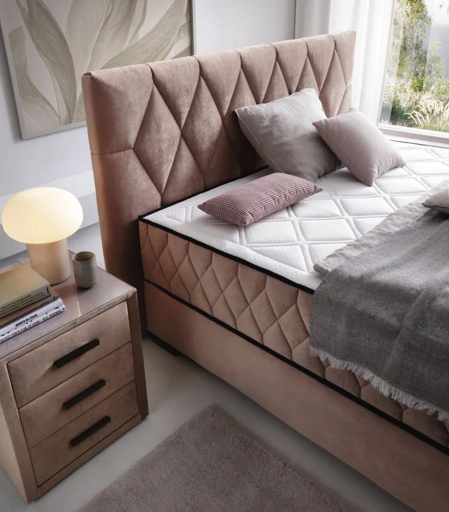 Posteľ Reve 160x200 cm, tmavo ružová látka