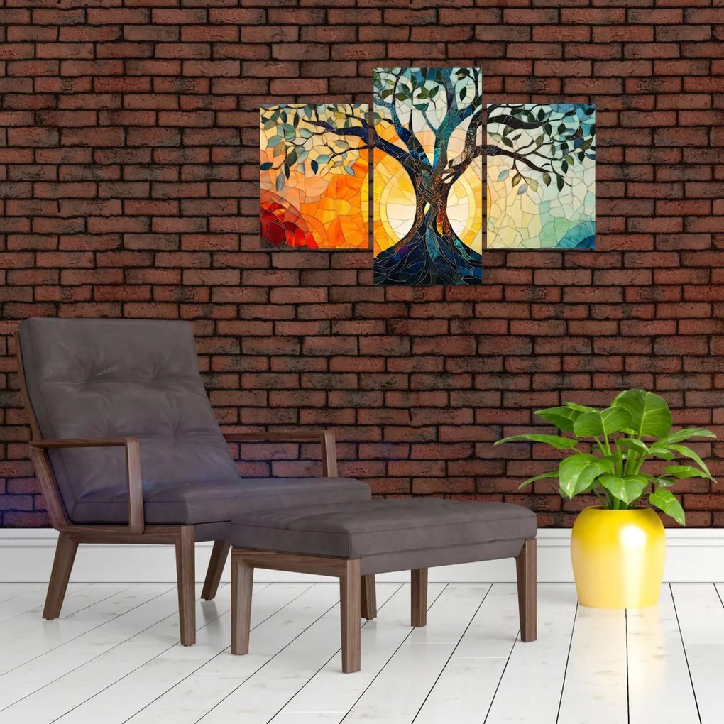 Obraz – Mozaika – slnko a strom I. (90x60 cm)