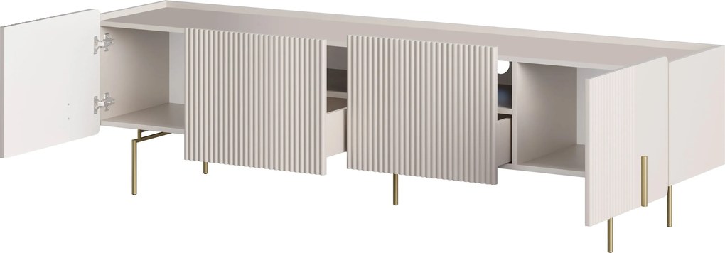 TV stolík Malmi 200 cm - kašmírová / zlatá
