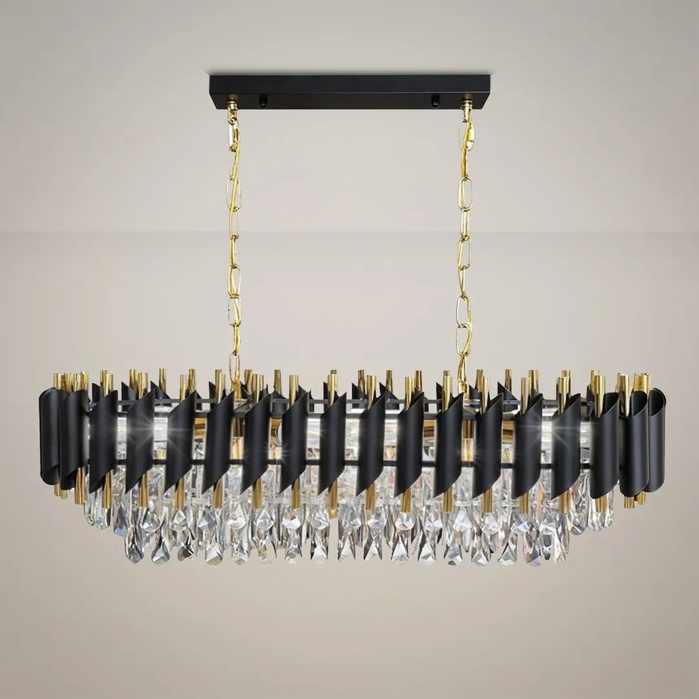 Luster Cristal, 1x krištáľové/zlaté/čierne kovové tienidlo, g