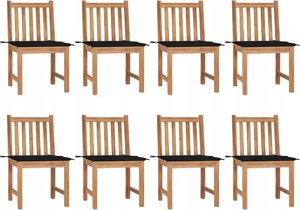 vidaXL Záhradné stoličky 8 ks s podložkami tíkový masív