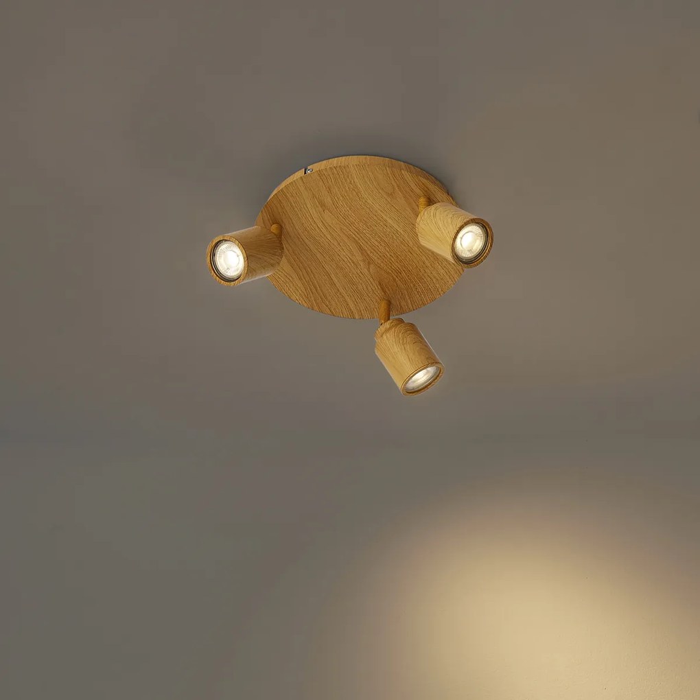 Japandi stropné svietidlo svetlé drevo s nastaviteľnými bodmi 3-Lights IP44 - Ducha