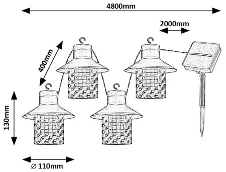 Rabalux 77003 - LED solárne svietidlo XIMPU 8xLED/0,1W/1,2V IP44