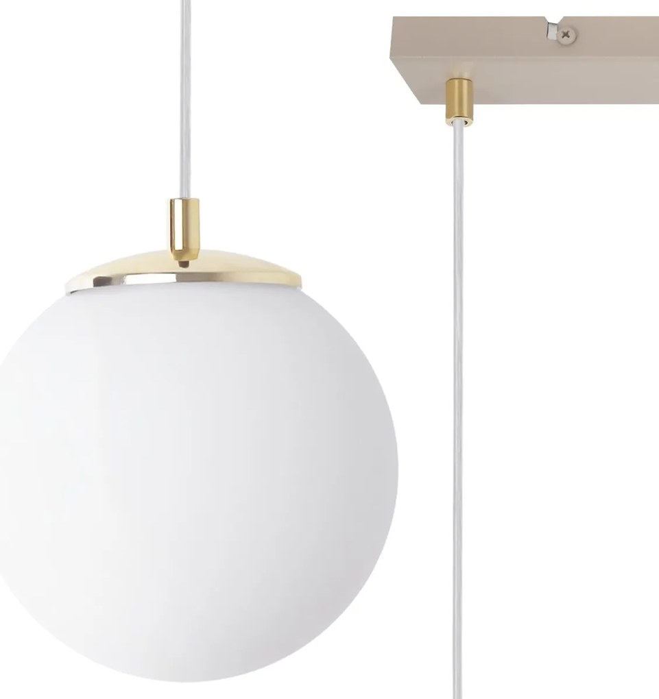 Závesné svietidlo Florence, 3x biele sklenené tienidlo, g/be