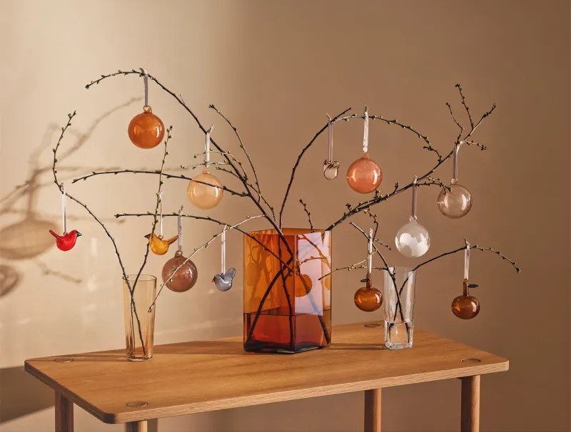 Sklenené ozdoby vtáčiky Oiva Toikka, mix / 3ks