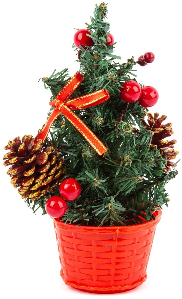 Vianočný stromček s mašľou červená, 25 cm