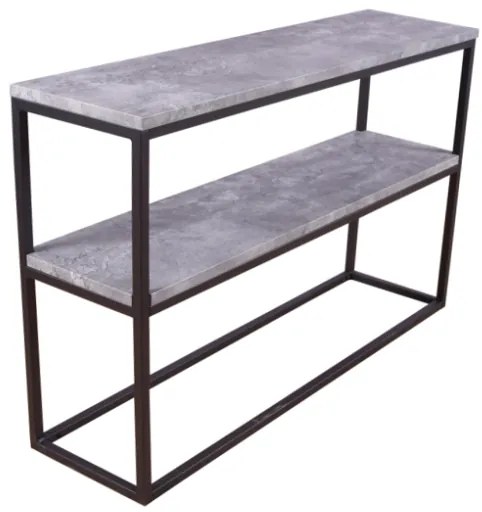 Rise konzolový stolík s policou (betón/čierna)