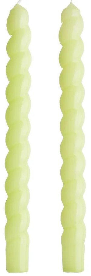 TWISTED Sada lesklých sviečok 2 ks 25,5 cm - zelená