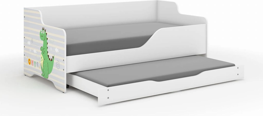 Wooden Toys Detská posteľ LILU 160x80 DINO s funkciou spania