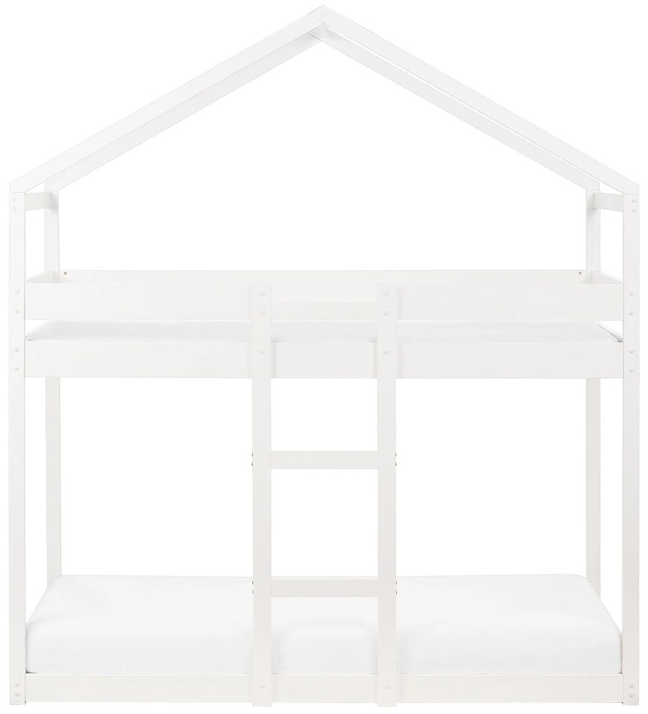 Detská poschodová posteľ v tvare domčeka 90 x 200 cm biela LABATUT Beliani