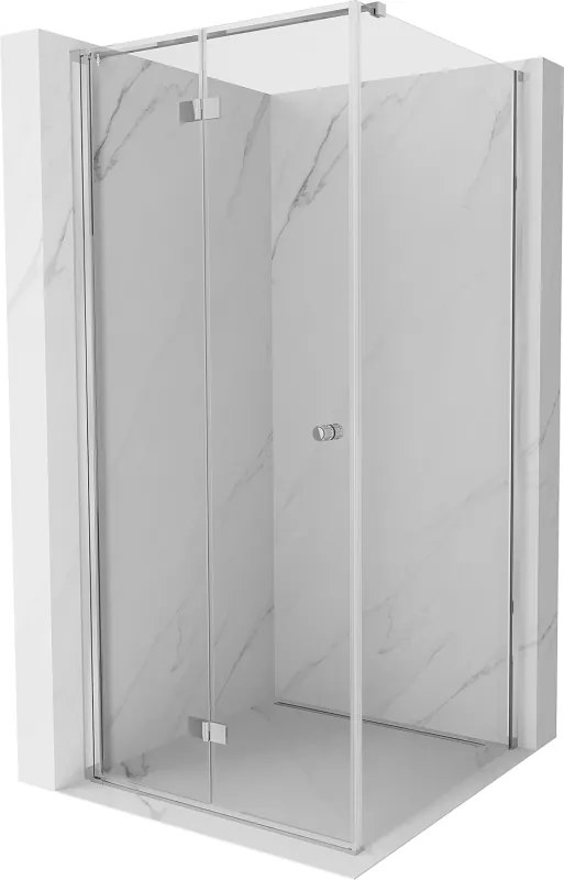 Mexen Mist-F T, 1-krídlový skladací sprchový kút ľavý 70 x 70 cm, číre sklo, chrómový profil, 8A6T-070-070-01-00-L