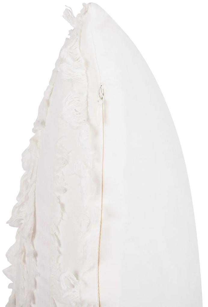 Bavlnený dekoratívny vankúš 45 x 45 cm biely MAKNEH Beliani