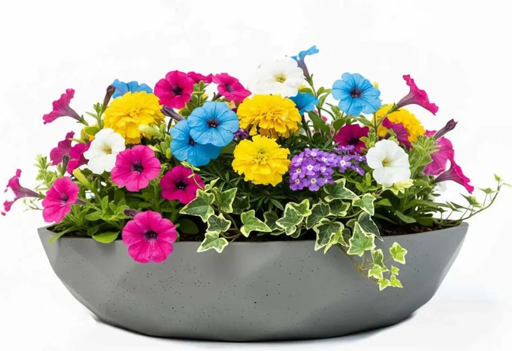 Okrasná miska CAVERO, sklolaminát, priemer 32 cm, sivá