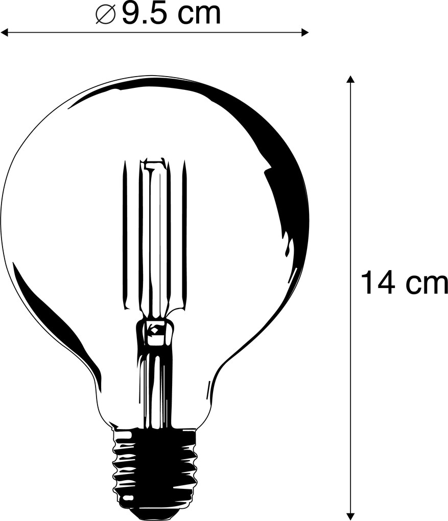 Sada 3 inteligentných žiaroviek E27 Dim to Warm LED G95 Goldline 7W 806lm 1800K - 3000K