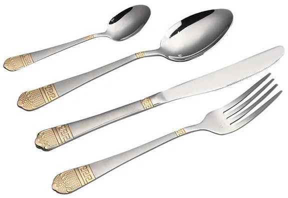 84 dielna sada príborov, rôzne farby, strieborno- zlatá