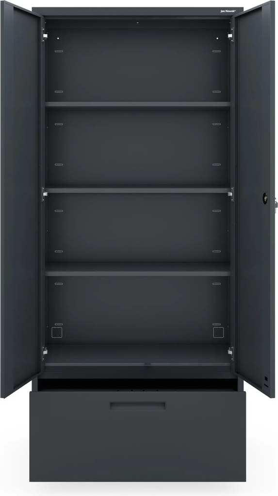 Modulárna kovová multifunkčná skriňa s vysokou zásuvkou antracitová MEGAN 1950 x 900 x 400 mm