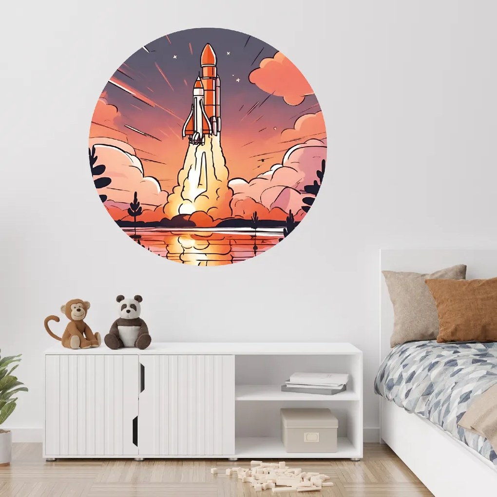 100x100cm Štart raketoplánu - textilná nálepka na stenu Veľkosť: 100 cm