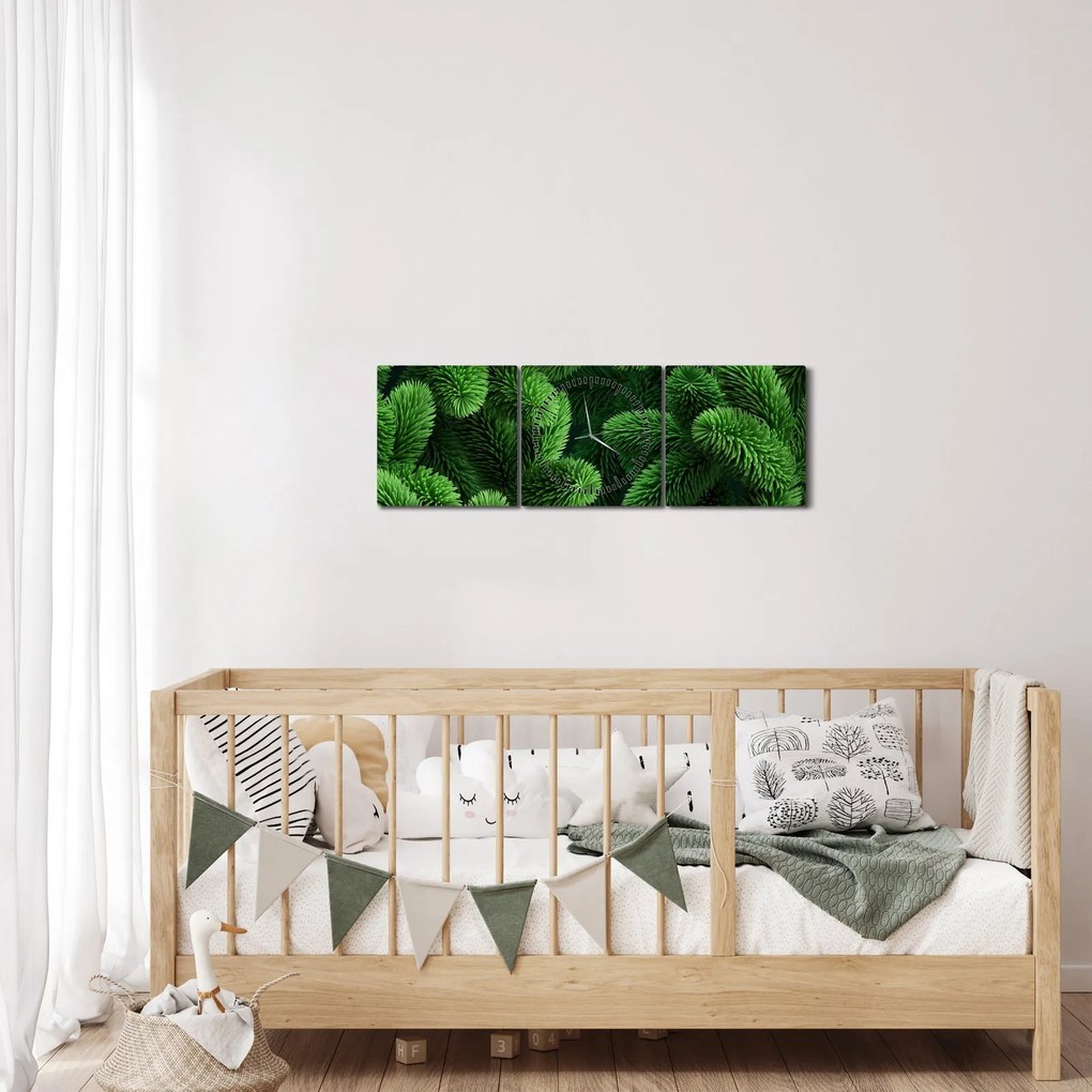 Obraz - Vetvičky ihličnanu (s hodinami) (90x30 cm)