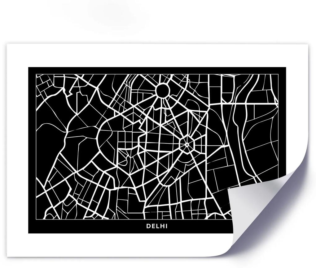 Gario Plagát Plán mesta Dillí Farba rámu: Bez rámu, Rozmery: 45 x 30 cm