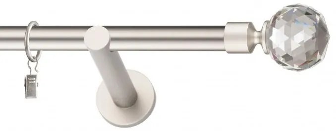 Dekorstudio Chrómová matná jednoradová garniža CRYSTAL 19mm Dĺžka: 320cm, Typ uchytenia: Držiak modern, Typ príslušenstva: Krúžky tiché so štipcami