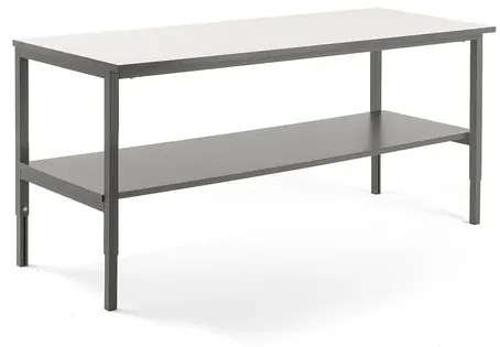 Dielenský stôl CARGO, so spodnou policou, 2000x750 mm, biela / šedá