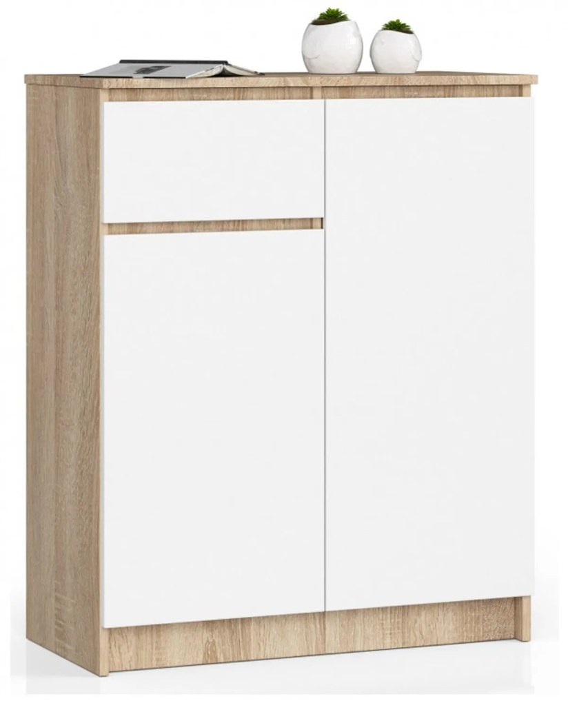 Komoda K80 2D1SZ dub sonoma/biela