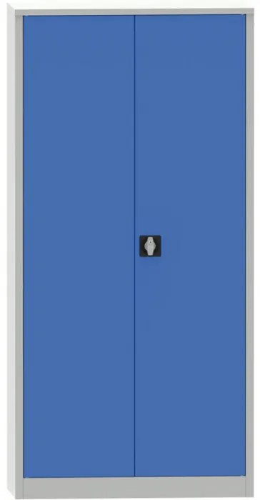 Viacúčelová kovová skriňa, 4 police, 1950 x 950 x 400 mm, modré dvere