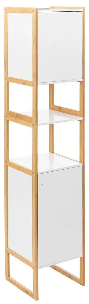 Polička do kúpeľne Natureo White, white/s drevenými prvkami, H